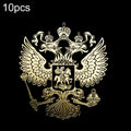 10 PCS PITREW Coat of Arms of Russia Emblem Nickel Metal Car Stickers Decals(Gold), Russia Emblem Gold