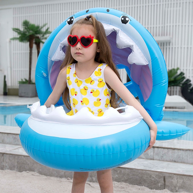 PVC Inflatable Childrens Swimming Ring Play Water Toys Inflatable Shark Shade Seat, Size: 95 x 78 x 70cm