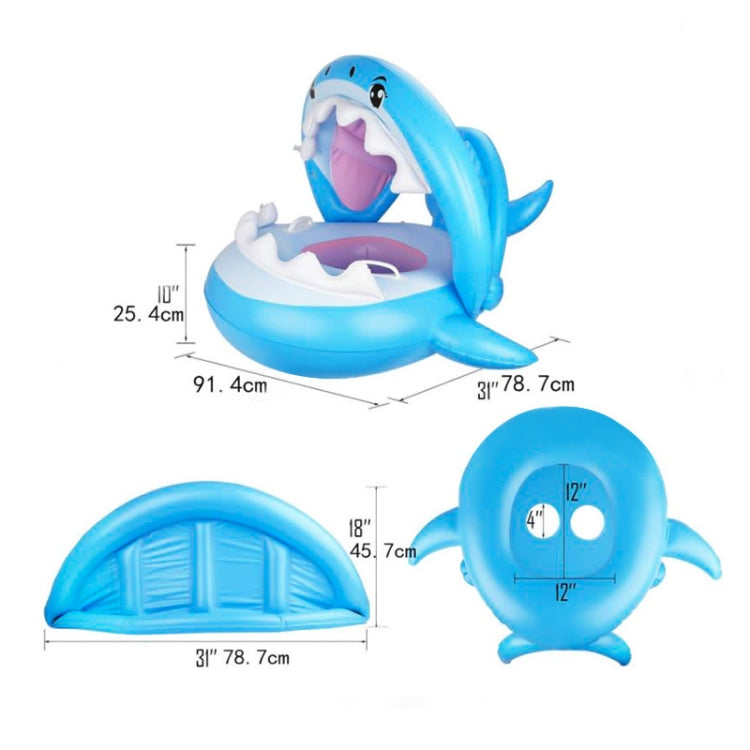 PVC Inflatable Childrens Swimming Ring Play Water Toys Inflatable Shark Shade Seat, Size: 95 x 78 x 70cm