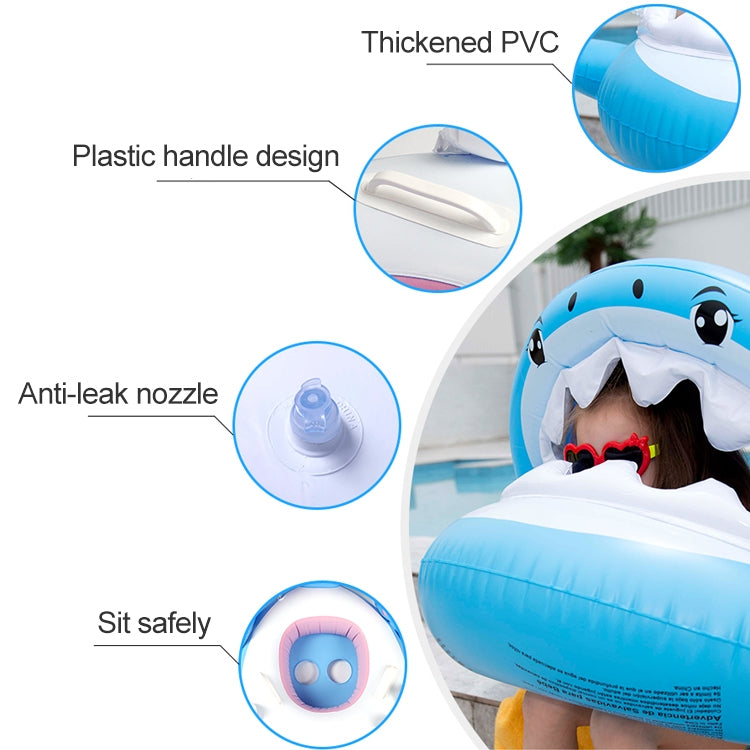 PVC Inflatable Childrens Swimming Ring Play Water Toys Inflatable Shark Shade Seat, Size: 95 x 78 x 70cm