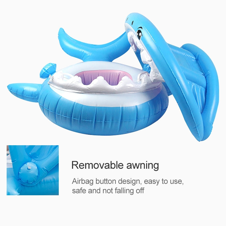 PVC Inflatable Childrens Swimming Ring Play Water Toys Inflatable Shark Shade Seat, Size: 95 x 78 x 70cm