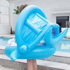 PVC Inflatable Childrens Swimming Ring Play Water Toys Inflatable Shark Shade Seat, Size: 95 x 78 x 70cm