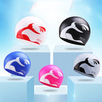 Enlarged Version Dolphin Pattern Silicone Swimming Cap for Male and Female, Enlarged Version (White), Enlarged Version (Pink), Enlarged Version (Silver), Enlarged Version (Black), Enlarged Version (Blue)