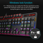 Rapoo V500 PRO Mixed Light 104 Keys Desktop Laptop Computer Game Esports Office Home Typing Wired Mechanical Keyboard, Black Shaft, Green Shaft, Tea Shaft, Red Shaft