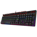 Rapoo V500 PRO Mixed Light 104 Keys Desktop Laptop Computer Game Esports Office Home Typing Wired Mechanical Keyboard, Black Shaft, Green Shaft, Tea Shaft, Red Shaft
