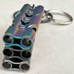 Outdoor High-decibel Stainless Steel Self-protection Double Tube Survival Whistle with Key Ring, Whistle (Silver), Whistle (Black), Whistle (titanium)