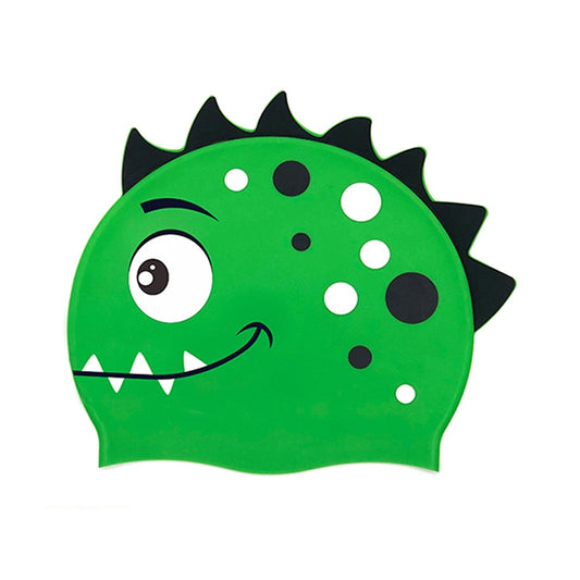 Children Cartoon Dinosaur Comfortable Silicone Swimming Cap, Children Swimming Cap(Green1), Children Swimming Cap(Pink)