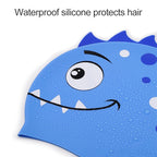 Children Cartoon Dinosaur Comfortable Silicone Swimming Cap, Children Swimming Cap(Blue1), Children Swimming Cap(Blue2), Children Swimming Cap(Green1), Children Swimming Cap(Green2), Children Swimming Cap(Pink)