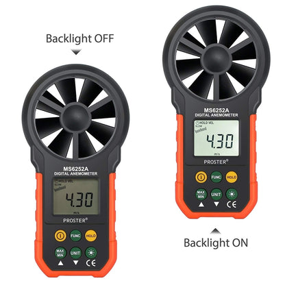 PEAKMETER High-precision Digital Display Wind Speed Air Volume Measuring Instrument, MS6252A Wind Speed, Air Volume, MS6252B Temperature, Humidity, USB