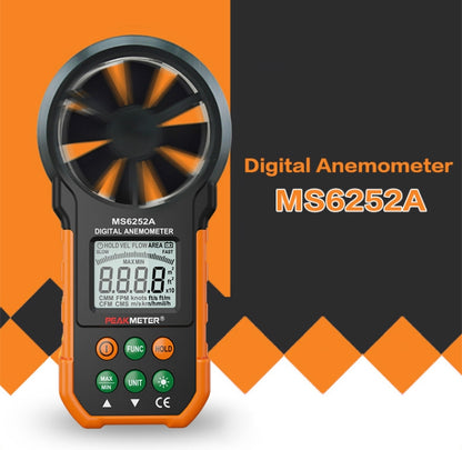 PEAKMETER High-precision Digital Display Wind Speed Air Volume Measuring Instrument, MS6252A Wind Speed, Air Volume, MS6252B Temperature, Humidity, USB