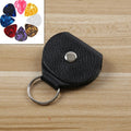 10 PCS Genuine Leather Guitar Pick Storage Bag with Key Ring, Apricot, Black, Brown, Blue, Claret
