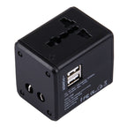 World-Wide Universal Travel Concealable Plugs Adapter with & Built-in Dual USB Ports Charger for US, UK, AU, EU