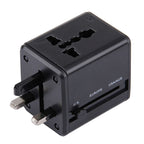 World-Wide Universal Travel Concealable Plugs Adapter with & Built-in Dual USB Ports Charger for US, UK, AU, EU