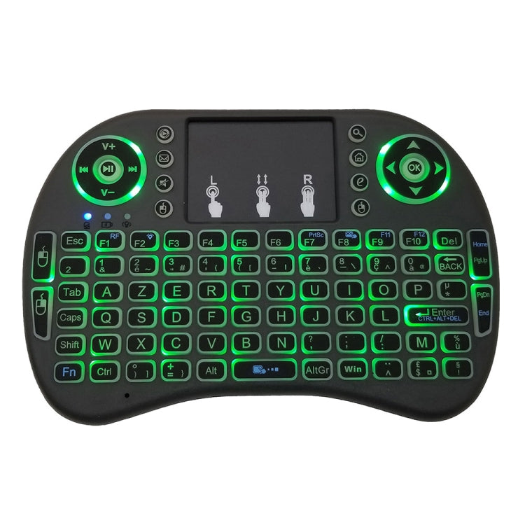 Support Language: French i8 Air Mouse Wireless Backlit Keyboard with Touchpad for Android TV Box & Smart TV & PC Tablet & Xbox360 & PS3 & HTPC/IPTV, French