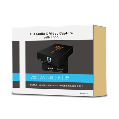 Z28 Professional HDMI Female + Mic + Line In to HDMI Female USB 3.0 Video Audio Capture Box, Z28