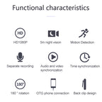 B19 Back Clip Design 1080P HD Camera Video Recorder, Support Motion Detection / Infrared Night Vision /180 Degrees Rotation Camera / TF Card / OTG