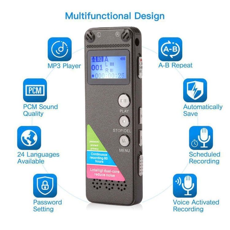 VM31 Portable Audio Voice Recorder, 16GB, Support Music Playback, 16GB