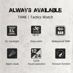 TANK North Edge Men Fashion Professional Military Army Outdoor Sport Waterproof Running Swimming Smart Digital Watch, TANK North Edge