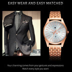 YAZOLE 368 Men Fashion Business Steel Strap Band Quartz Wrist Watch, Luminous Points