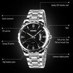 SKMEI 9069 Multifunctional Outdoor Fashion Business Waterproof Silver Shell Quartz Wrist Watch