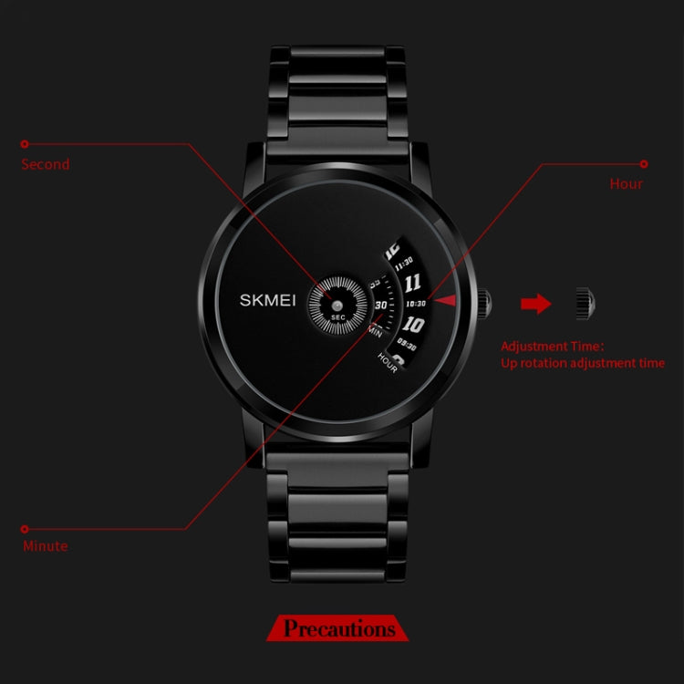 SKMEI 1260 Fashion Creative Pointer 30m Waterproof Quartz Wrist Watch with Stainless Steel Watchband
