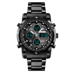 SKMEI 1389 Multifunctional Men Business Digital Watch 30m Waterproof Large Dial Wrist Watch with Stainless Steel Watchband , 1389 Black, 1389 Blue, 1389 Silver, 1389 Silver+Black
