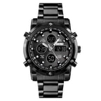 SKMEI 1389 Multifunctional Men Business Digital Watch 30m Waterproof Large Dial Wrist Watch with Stainless Steel Watchband , 1389 Black, 1389 Blue, 1389 Silver, 1389 Silver+Black