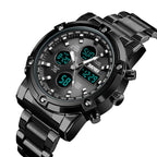SKMEI 1389 Multifunctional Men Business Digital Watch 30m Waterproof Large Dial Wrist Watch with Stainless Steel Watchband , 1389 Black, 1389 Blue, 1389 Silver, 1389 Silver+Black