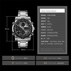 SKMEI 1389 Multifunctional Men Business Digital Watch 30m Waterproof Large Dial Wrist Watch with Stainless Steel Watchband , 1389 Black, 1389 Blue, 1389 Silver, 1389 Silver+Black