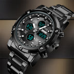 SKMEI 1389 Multifunctional Men Business Digital Watch 30m Waterproof Large Dial Wrist Watch with Stainless Steel Watchband , 1389 Black, 1389 Blue, 1389 Silver, 1389 Silver+Black