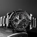 SKMEI 1389 Multifunctional Men Business Digital Watch 30m Waterproof Large Dial Wrist Watch with Stainless Steel Watchband , 1389 Black, 1389 Blue, 1389 Silver, 1389 Silver+Black