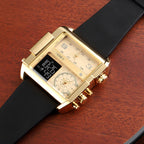 SKMEI 1391 Multifunctional Men Business Digital Watch 30m Waterproof Square Dial Wrist Watch with Leather Watchband