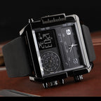 SKMEI 1391 Multifunctional Men Business Digital Watch 30m Waterproof Square Dial Wrist Watch with Leather Watchband