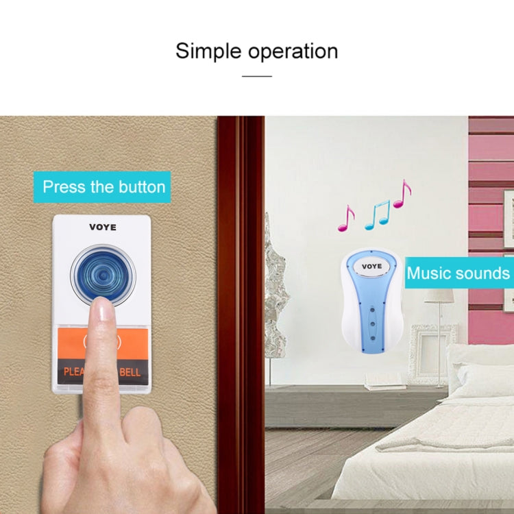 VOYE V008A Home Music Remote Control Wireless Doorbell with 38 Polyphony Sounds, US Plug, V008A