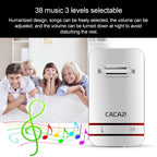 CACAZI V027G One Button Three Receivers Self-Powered Wireless Home Kinetic Electronic Doorbell, UK Plug, 1 Button 3 Receivers