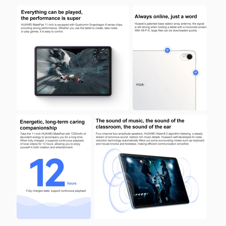 Paperfeel Diffuse Screen, HarmonyOS 3.1 Qualcomm Snapdragon 865 Octa Core up to 2.84GHz, Not Support Google Play, 8GB+256GB Diffuse Screen