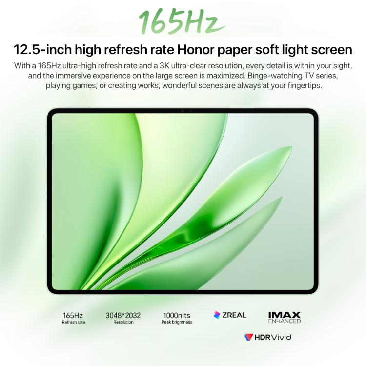 Honor MagicPad3 12.5 inch WiFi Tablet PC, 12GB+256GB MagicOS 9.0.1 Qualcomm Snapdragon 8 Gen3 Octa Core, 12GB+256GB