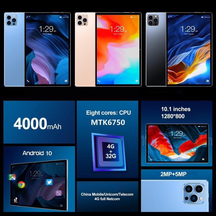 Android 10.0 MTK6750 Octa Core 1.8GHz, Dual SIM, Support GPS, OTG, WiFi, BT, 4GB+32GB, MTK6750 4GB+32GB