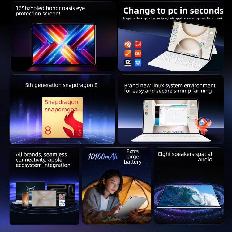 Honor MagicPad3 Pro 12.3 inch WiFi Tablet PC, 12GB+256GB MagicOS 10 Qualcomm Snapdragon 8 Gen5 Octa Core, 12GB+256GB