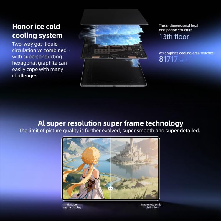 Honor MagicPad3 Pro 12.3 inch WiFi Tablet PC, 12GB+512GB MagicOS 10 Qualcomm Snapdragon 8 Gen5 Octa Core, 12GB+512GB
