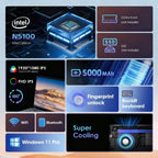 GXMO T152J 15.6 inch Laptop, No Memory, Windows 11 Pro Intel Celeron N5100 Quad Core, Support Fingerprint Unlock, EU Plug, No Memory, EU Plug