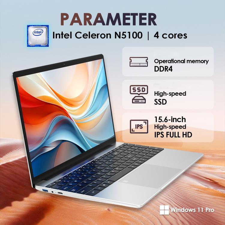 GXMO T152J 15.6 inch Laptop, No Memory, Windows 11 Pro Intel Celeron N5100 Quad Core, Support Fingerprint Unlock, EU Plug, No Memory, EU Plug