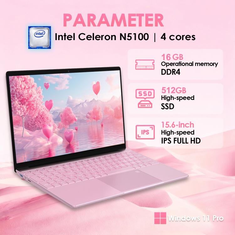 GXMO T152J 15.6 inch Laptop, 16GB+512GB, Windows 11 Pro Intel Celeron N5100 Quad Core, Support Fingerprint Unlock, US Plug, 16GB+512GB, US Plug