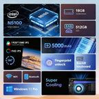 GXMO T152J 15.6 inch Laptop, 16GB+512GB, Windows 11 Pro Intel Celeron N5100 Quad Core, Support Fingerprint Unlock, AU Plug, 16GB+512GB, AU Plug