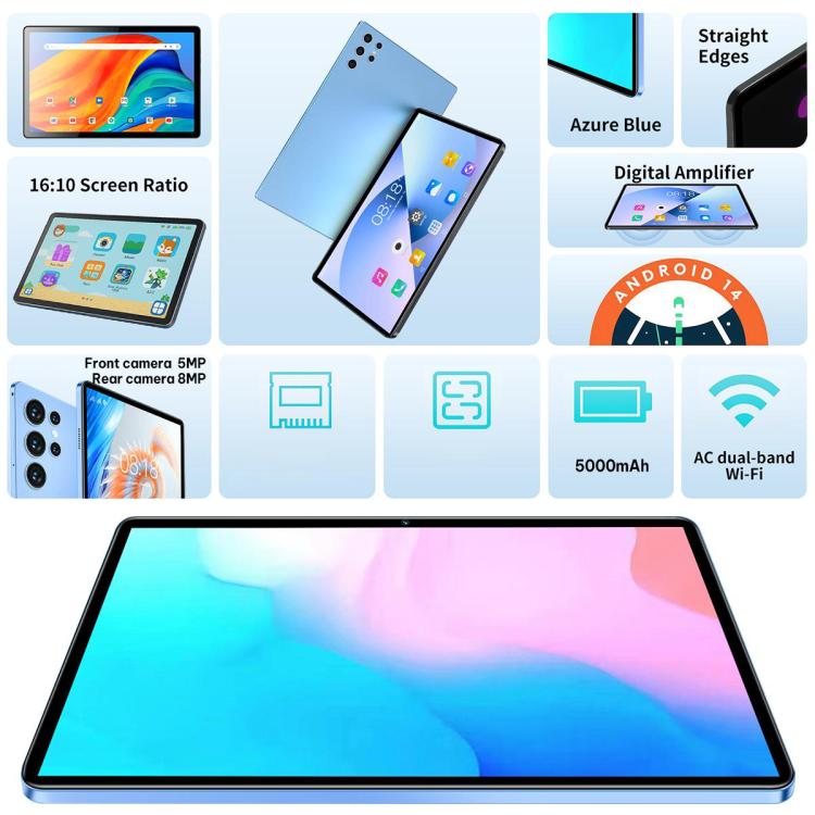 BDF H39 10.1 inch 4G LTE Tablet PC, 6GB+128GB, Android 10 MTK6750 Octa Core, Support Dual SIM, EU Plug, 8GB+256GB, EU Plug