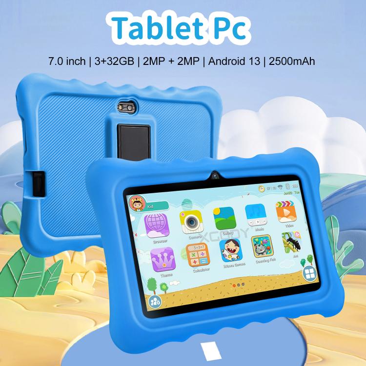 BDF T7 7 inch WiFi Kids Tablet PC with Silicone Case, 1GB+16GB, Android 8.1 MTK6735 Quad Core CPU, US Plug, 3GB+32GB