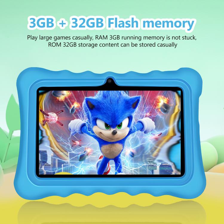 BDF T7 7 inch WiFi Kids Tablet PC with Silicone Case, 1GB+16GB, Android 8.1 MTK6735 Quad Core CPU, US Plug, 3GB+32GB