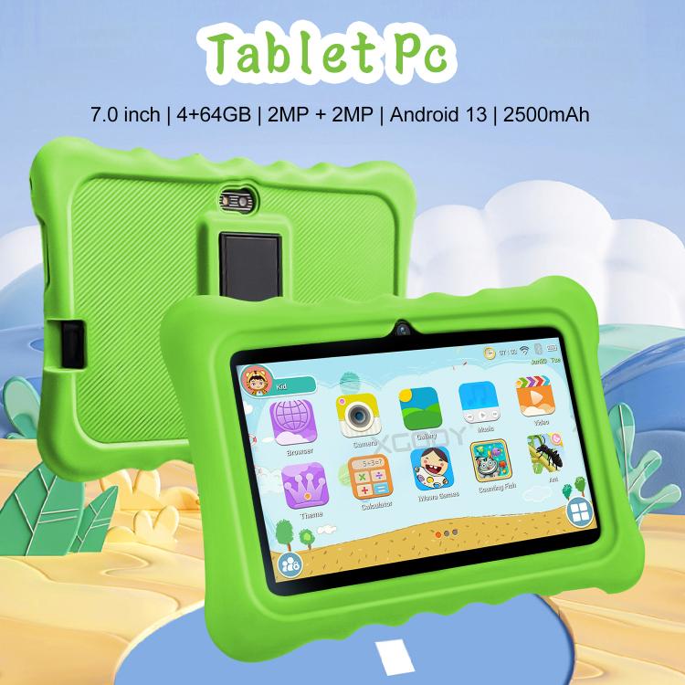 BDF T7 7 inch WiFi Kids Tablet PC with Silicone Case, 2GB+32GB, Android 8.1 MTK6735 Quad Core CPU, US Plug, 4GB+64GB