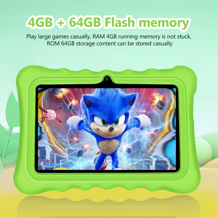BDF T7 7 inch WiFi Kids Tablet PC with Silicone Case, 2GB+32GB, Android 8.1 MTK6735 Quad Core CPU, US Plug, 4GB+64GB