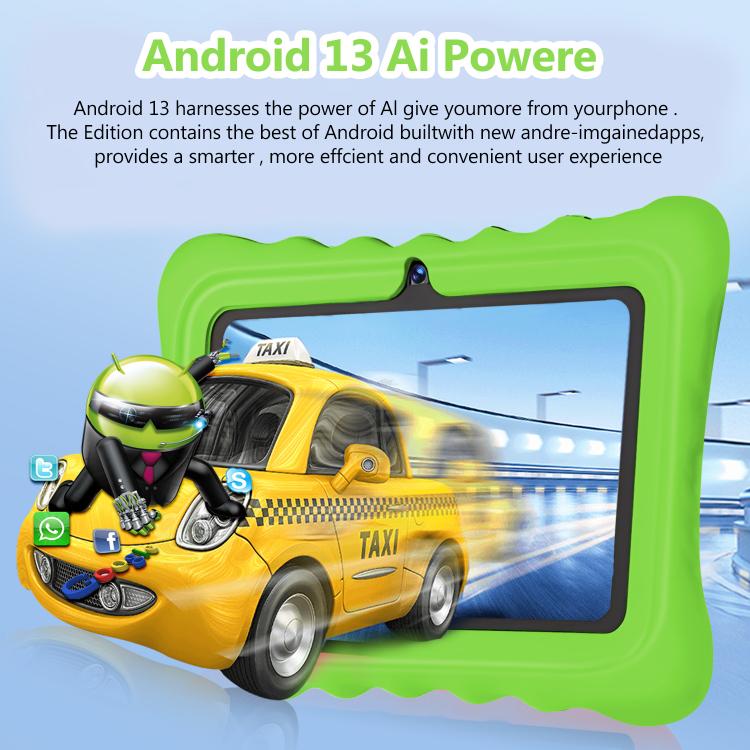 BDF T7 7 inch WiFi Kids Tablet PC with Silicone Case, 2GB+32GB, Android 8.1 MTK6735 Quad Core CPU, US Plug, 4GB+64GB